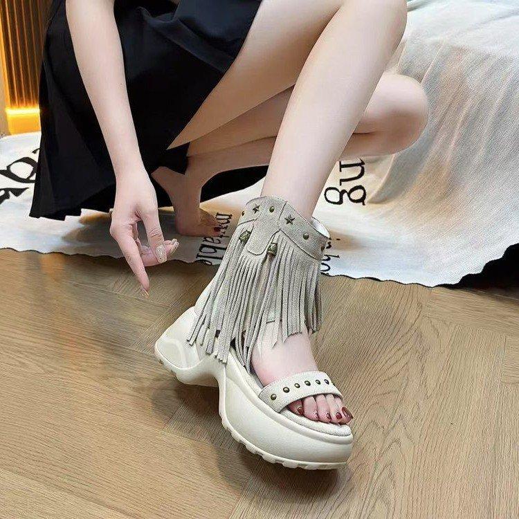 European Station Fairy Wind Cool Boots Female 2025 Summer New Light Luxury Explosive Casual Style Versatile Breathable Women's Shoes