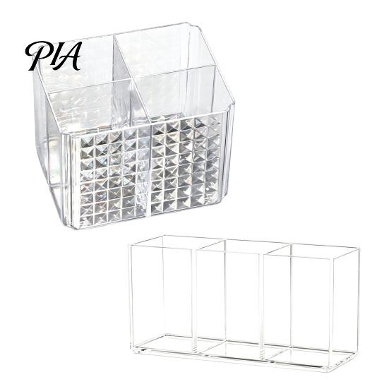 Modern Clear Acrylic Organizer Transparent Makeup Brush Organizer, Multi-Compartment Storage Bin, Elegant for Vanity Style Cosmetic Display Lip Gloss