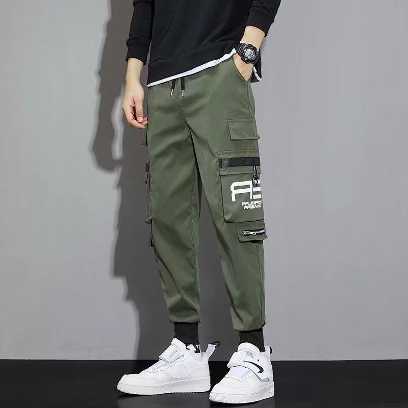 Men's Korean Style Multi-Pocket Jogger Cargo Pants - Spring/Summer Casual Long Pants for Students & Teens