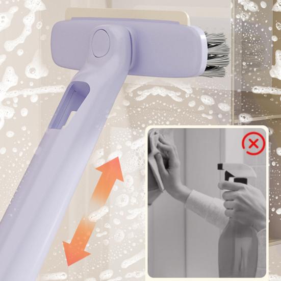 Cleaning Brush with Spray Function V-Shaped Bristles 360 Degree Rotating Brush Head 3-in-1 Design Spray Scrubber