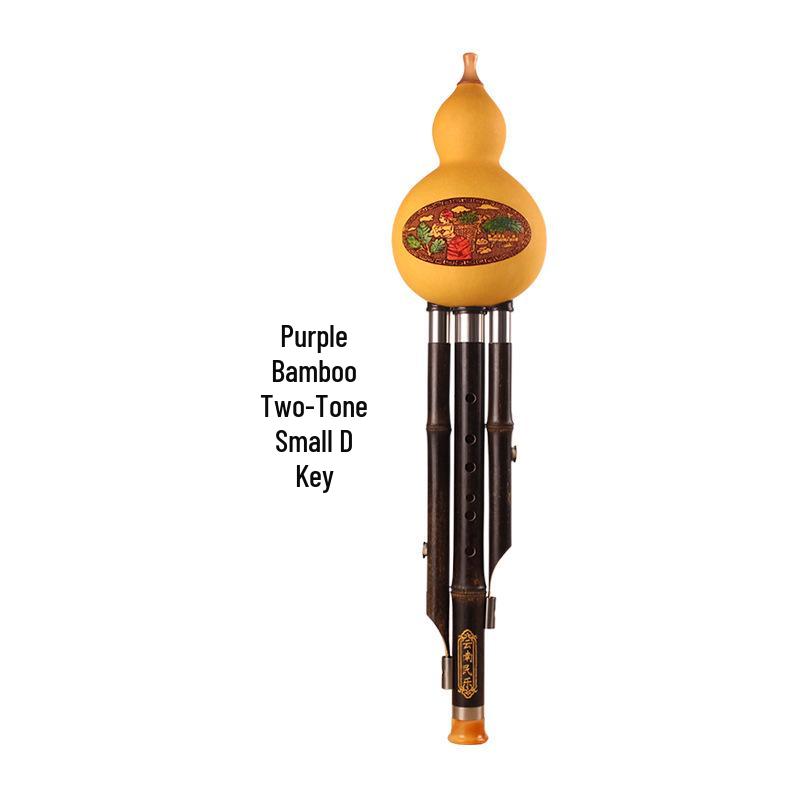 Purple Bamboo Double-Tone Hulusi C/B Flat Ethnic Instrument for Students and Beginners