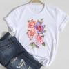 2026 Women Lady Clothing Floral Women Print European and American Short-sleeved T-shirt Women Clothing  Tops  Oversized TShirt