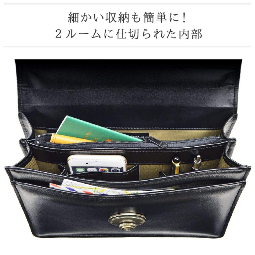 [Japanese Bag] Toyooka-made, Artisan-crafted Genuine Leather Second Bag, A5 Size, 620g, Lightweight, with Lock, Perfect for Casual, Formal, and