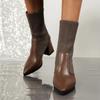 Women High-heeled Boots Temperament Pointed Leather Boots Fashion High Heels Ankle Boot Slim Fit Elastic Socks Boots Botas Mujer