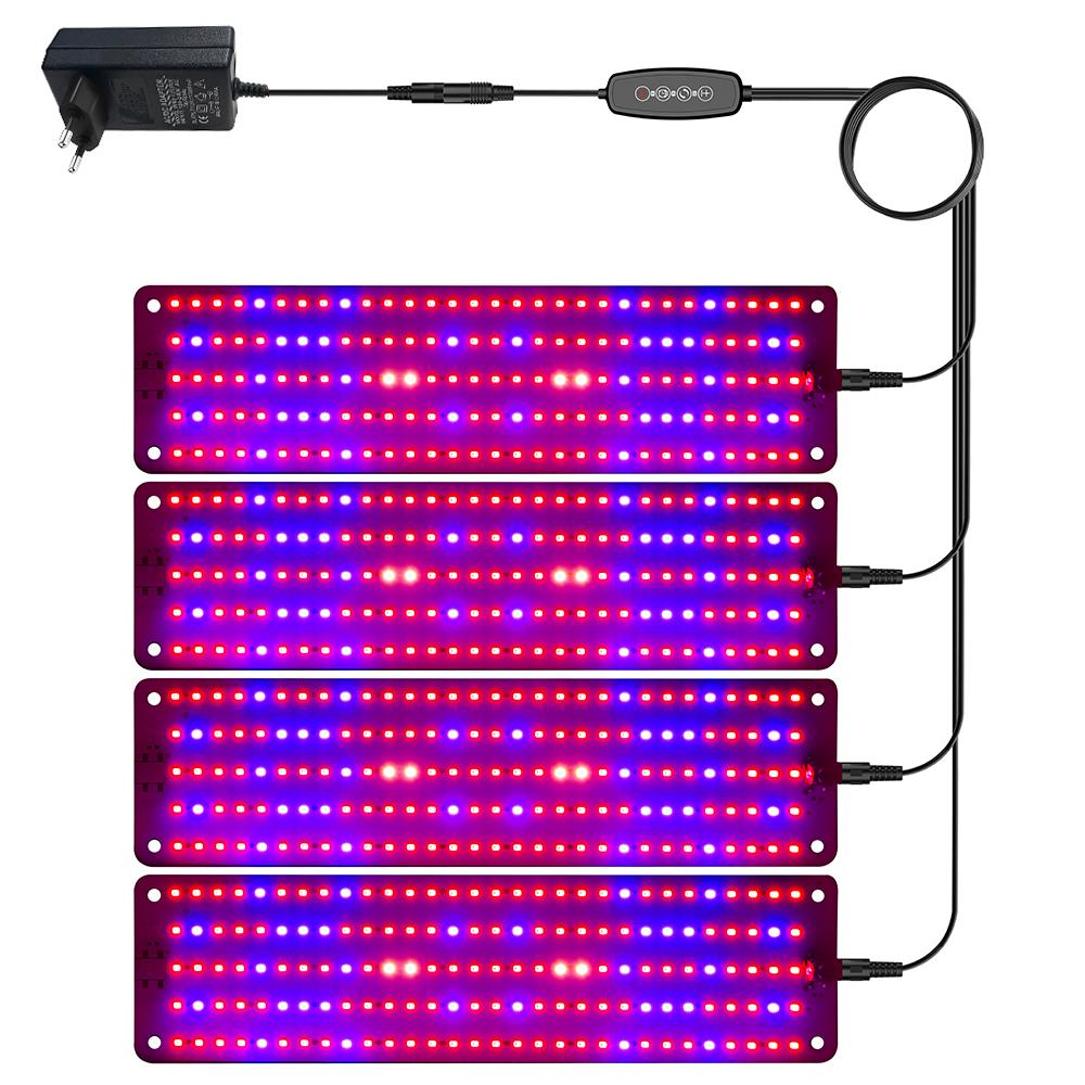 12V 4-Panel Plant Seedling Growth Light 6 Brightness Plant Shelf Fill Light,EU Plug