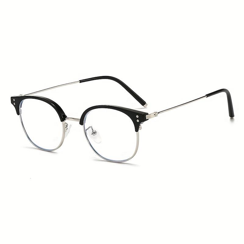 

Минималистичная круглая оправа с полуободком, стильная с элегантными серьгами-пусетами, модные очки, минималистичный стиль, элегантные очки