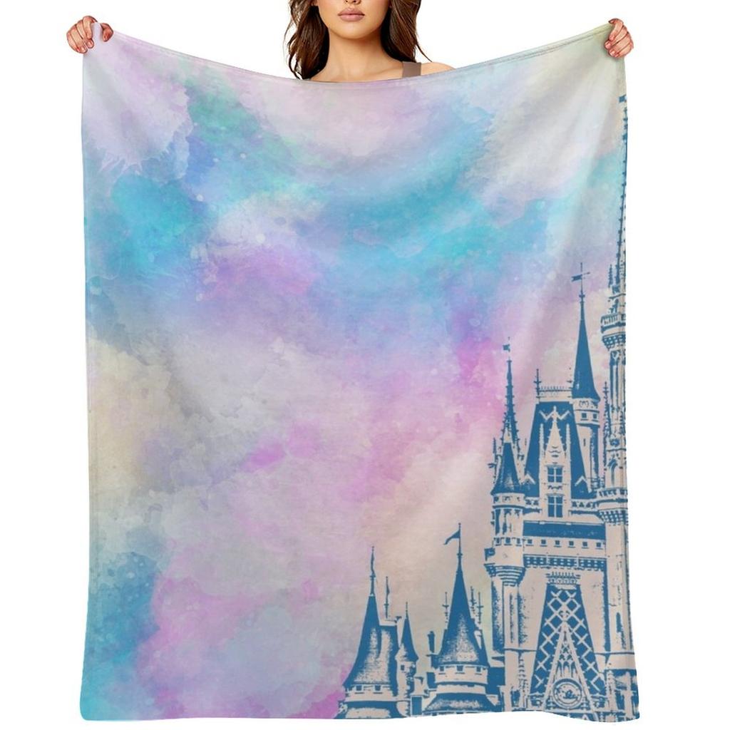 Magic Castle Watercolor III Throw Blanket Heavy To Sleep Soft Plush Plaid Flannel Fabric Winter Beds Blankets