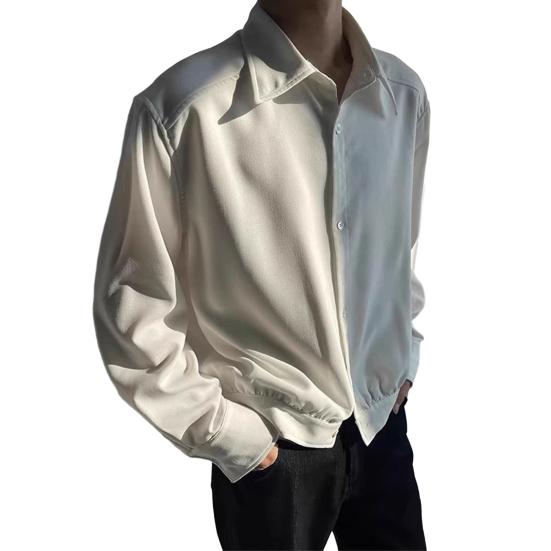 

Мужская рубашка с лацканами, длинный рукав, однобортная рубашка, весенняя однотонная тонкая верхняя одежда, быстросохнущая дышащая рубашка, повседневная одежда M