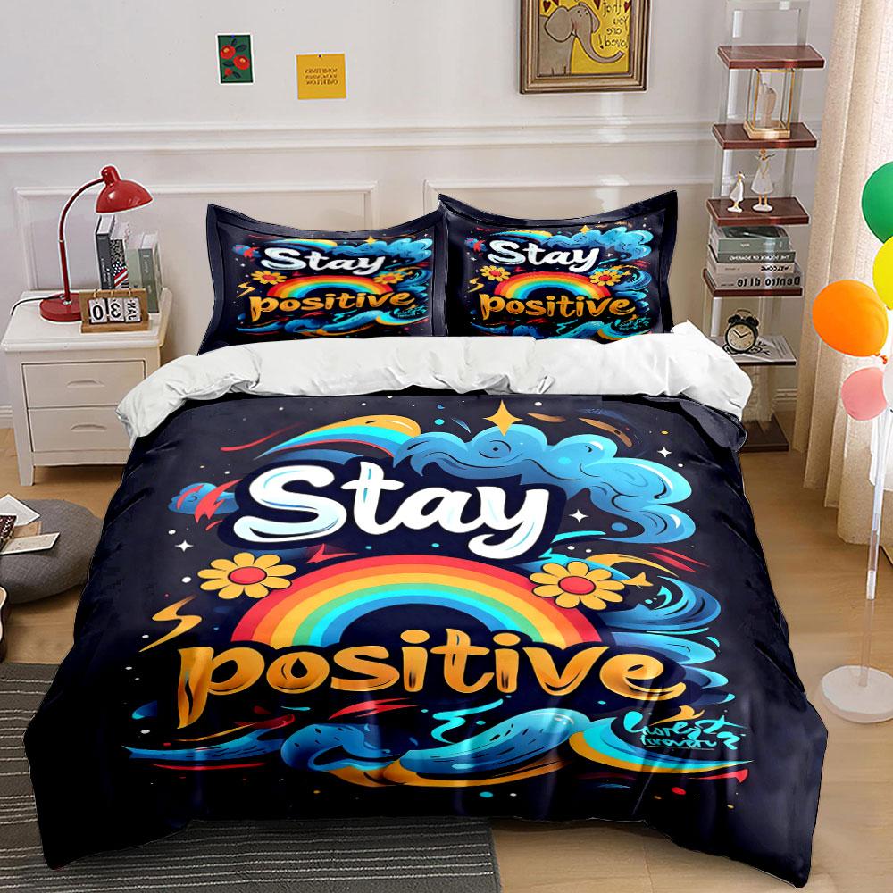 

Rainbow, flowers, clouds, slogan. Bedding sets Duvet cover sets Duvet covers Pillowcases(1 * Duvet Cover 2 * Pillowcases without duvet insert) 135x200cm