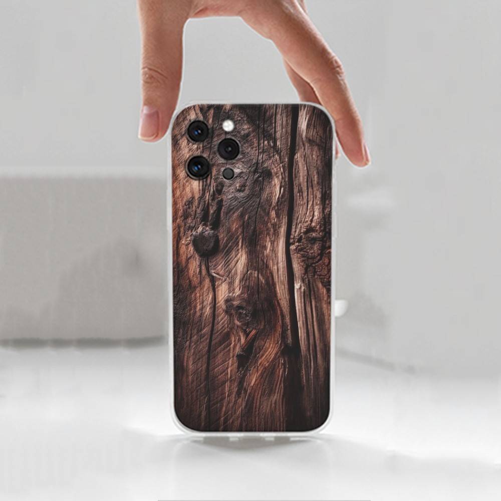 Natural Wood Case For iPhone X,14,16,Mini,XS,SE,12,15,Pro,17,Plus,11,Max,13,XR,Transparent Soft Cover