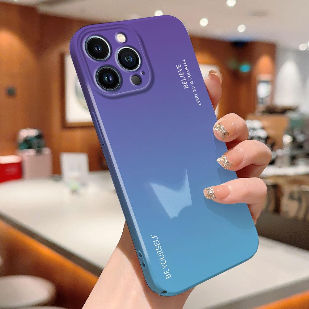 Für iPhone 16 15 14 Pro Samsung S23 A52 A33 A73 A53 Huawei Xiaomi Redmi OPPO Vivo Aurora Regenbogen-Farbverlauf Serie Vollständiger Linsenschutz Harte Handyhülle