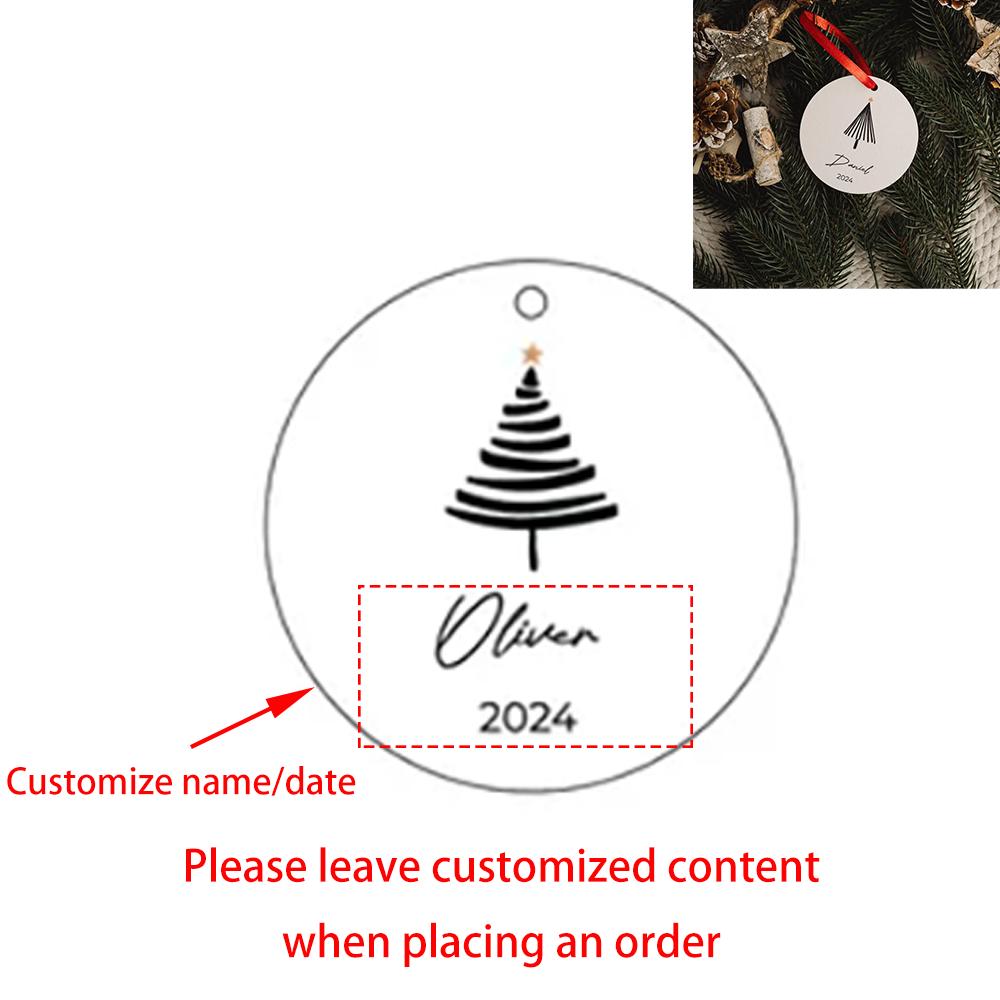 Personalized 5Pcs Christmas Tree Wood Ornament Minimalist Tree Baubles Winter Wedding Favors Keepsake Home Hanging Decoration