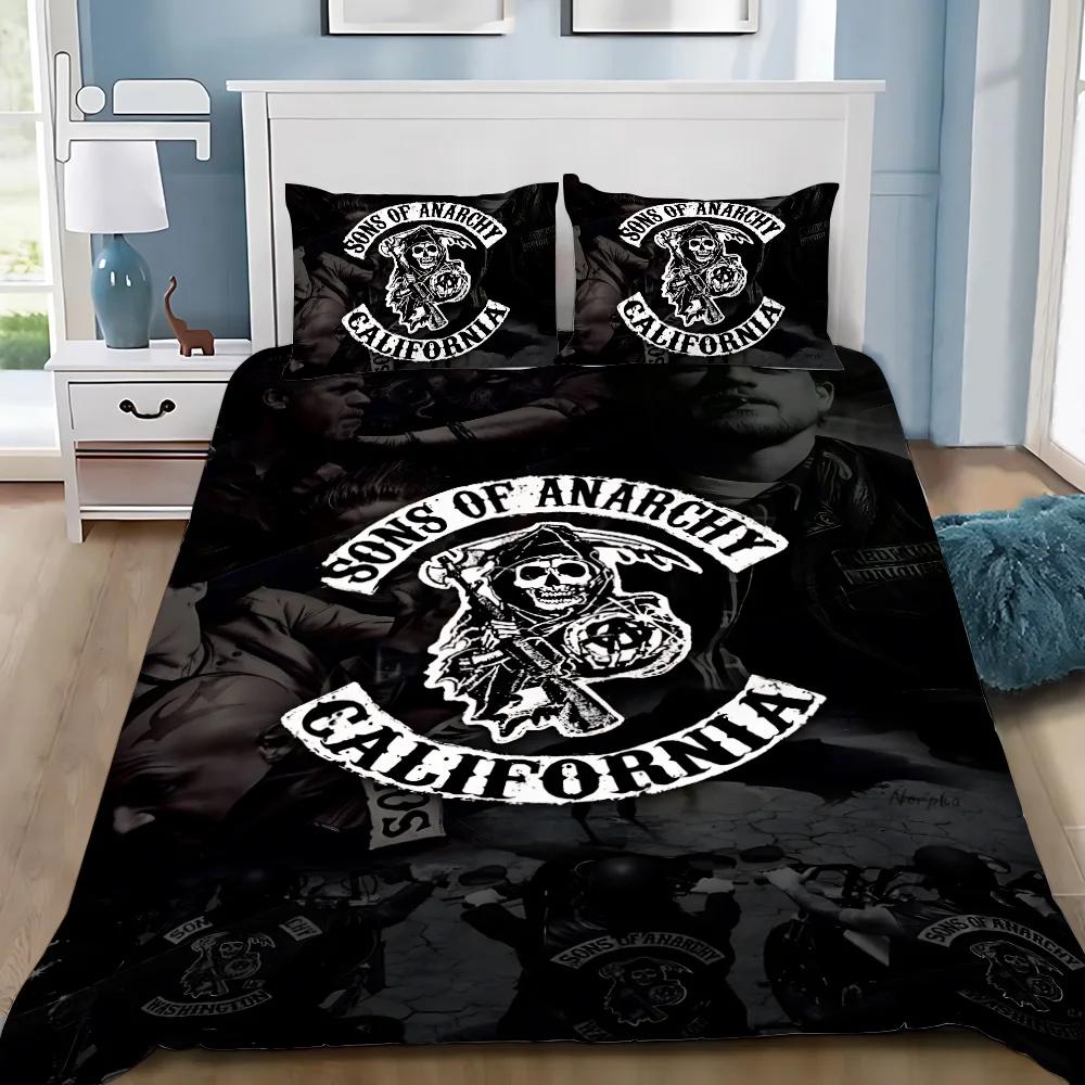 Sons of Anarchy Retro Duvet Cover Pillowcase Bedding Set Adult Boy Girl Bedroom Decoration Children Gift Single Double Size