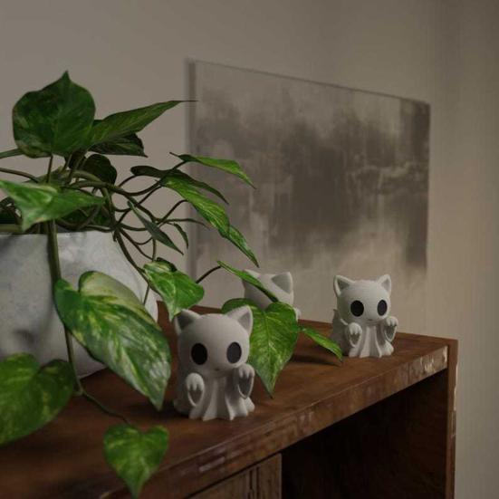 Yousheng 2/3/5Pcs Ghost Cat Garden Statue Halloween Pet Figurine Horror Festive Atmosphere Halloween Party Decor
