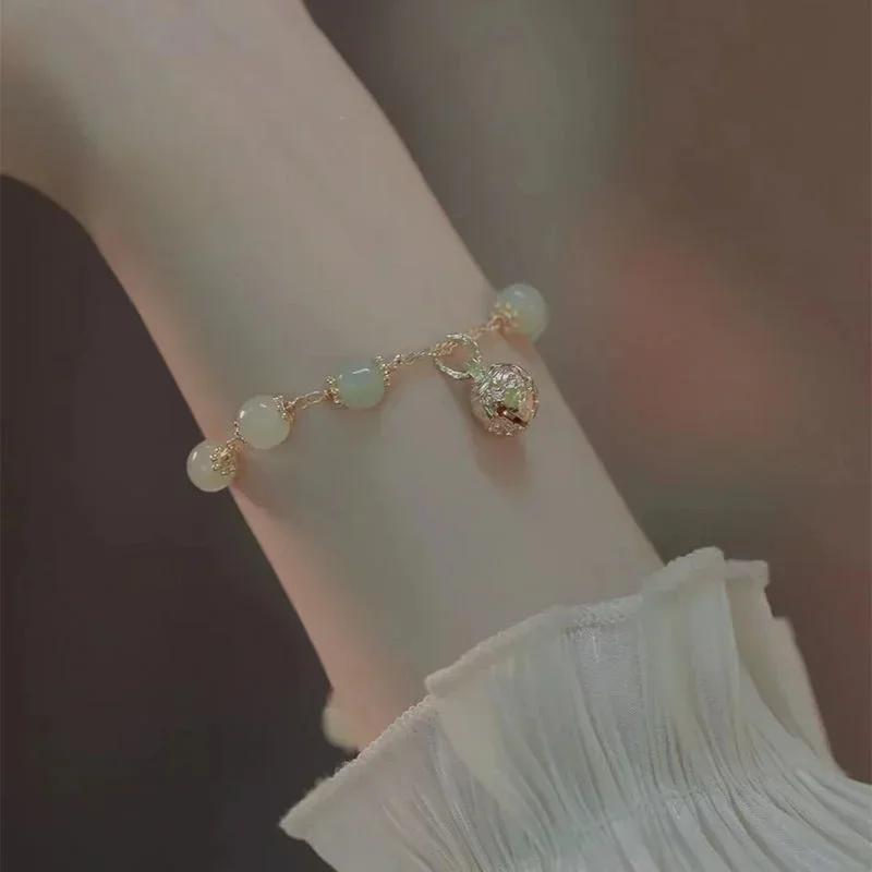 Imitation Hotan Jade Beaded Charm Bracelet Opal Pearl Zircon Luxury Jewelry Womens Birthday Bracelet Creative Valentines DayGift