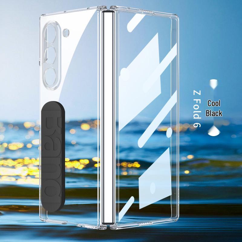 Samsung Z Fold7 Drop-Proof Transparent Silicone Phone Case with Elastic Wristband