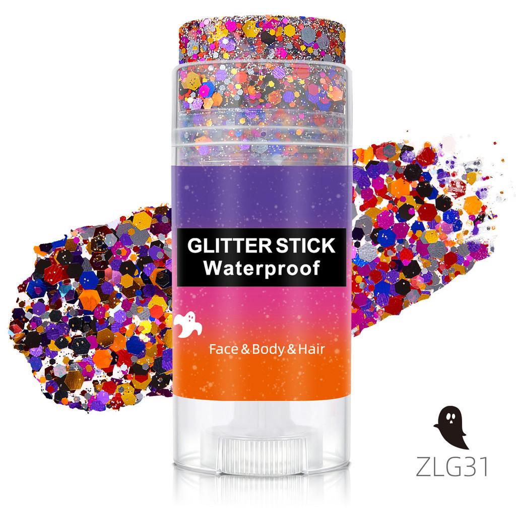 Halloween Body Glow Stick With Sparkling Sequins For Face Makeup And Costume Party
