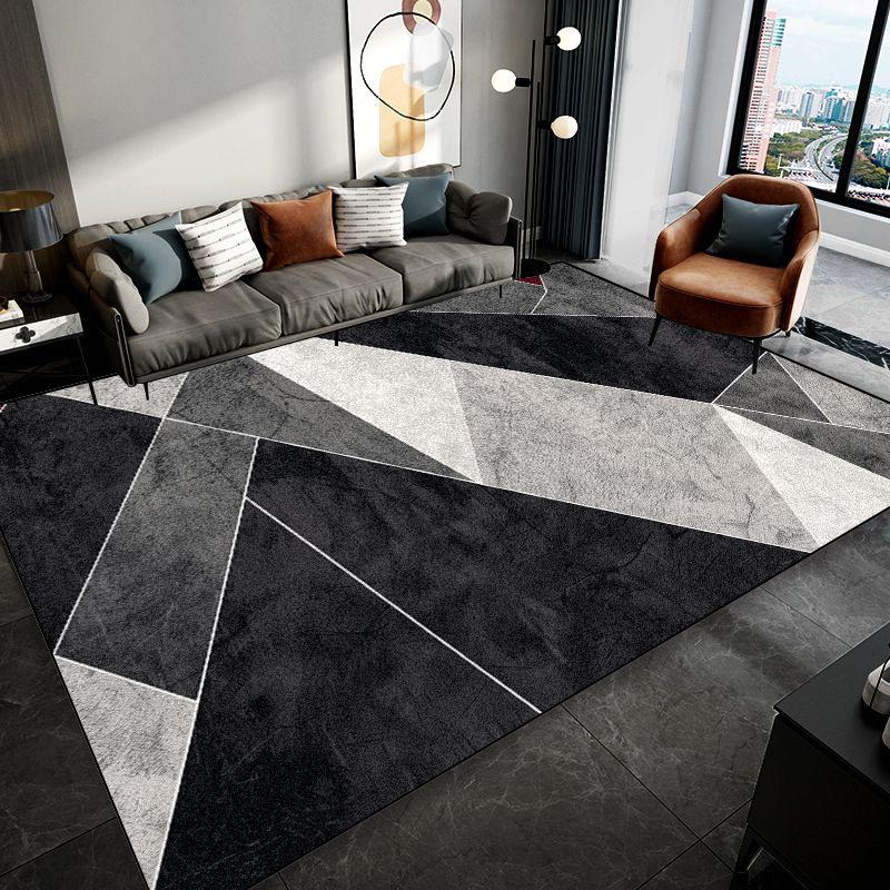 Nordic Black Grey Geometry Carpet for Living Room Home Sofa Area Non-slip Design Rugs Decoration Bedroom Bedside Soft Floor Mat