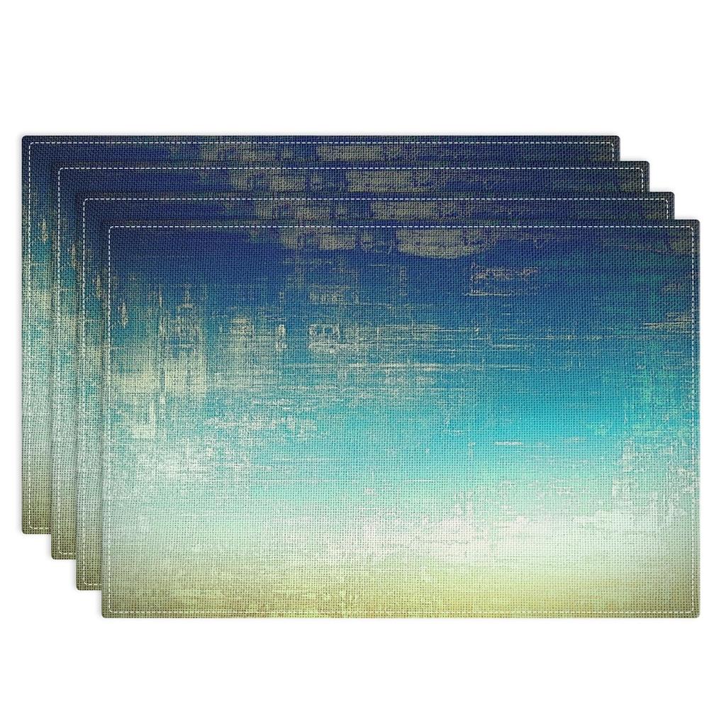Farmhouse Placemats Set of 4, 12x18 Inch Modern Grey White and Yellow Art Painting Table Mats for Outdoor Home Party Kitchen Dining Decoration