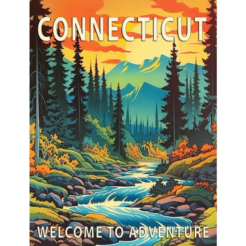 Montana Missouri New Jersey US States Scenery Poster Retro National Park Canvas Painting Wall Art Picture Living Room Home Decor