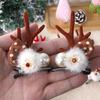 Yousheng 1 Pair Christmas Hairpins Holiday Antlers Design Faux Pearls Plush Ball Decor Hair Clips Christmas Party Photography Props