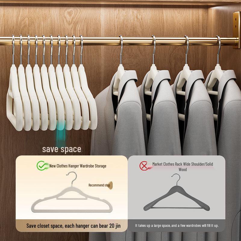 Semi-Circular Non-Slip Flocked Hanger: Traceless, No Shoulder Bumps, Shed-Free, Ideal for Home and Dorm Drying.