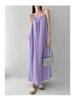 Petite French Purple Sling Dress for Women - 2025 Summer Loose Fit, Slimming, Temperament Style for Seaside Vacation.