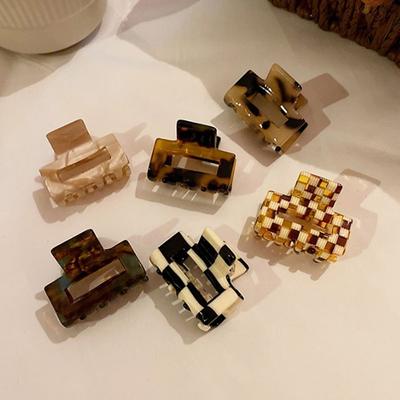 Vintage Small Chessboard Square Temperament Japanese Headwear Female Hairpin Small Hair Claw Korean Style Hair Clip