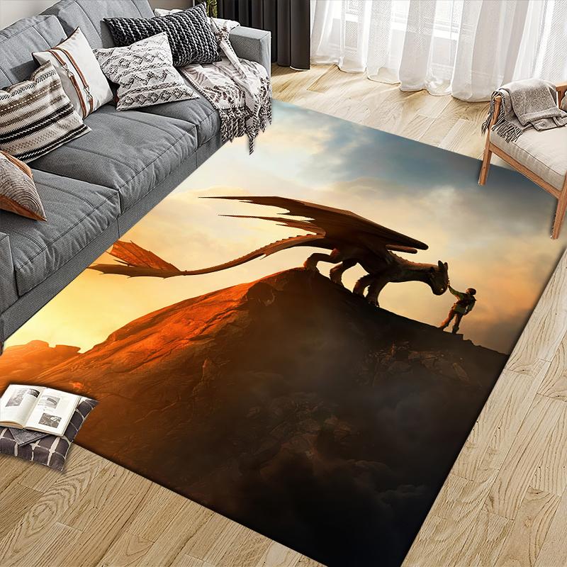 How To Train Your Dragon Hiccup & Toothless Area Rug, HTTYD Fan Cozy Carpet, Ideal Gift.chl
