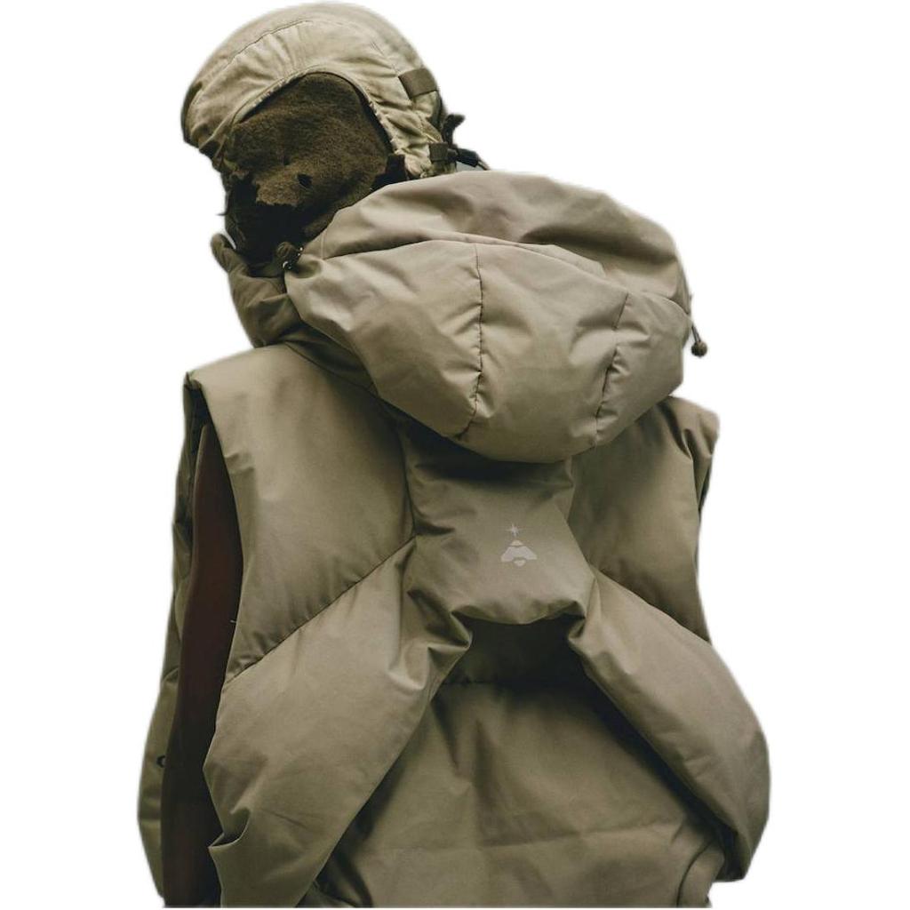 Adidas Originals X Hamcus FW23 Solid Color Three-Stripe Logo Zip-Up Hooded Down Jacket Unisex Outerwear Khaki IY5050