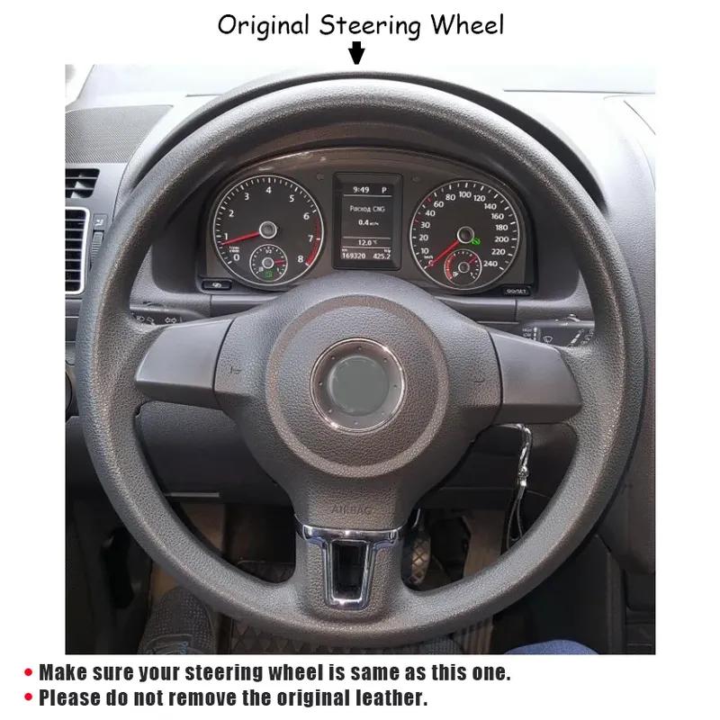 CARDAK Auto-accessoires Lederen Handgestikte Auto Stuurwielhoezen Voor Volkswagen Golf 6 Mk6 Polo MK5 2010 2011 2012 2013