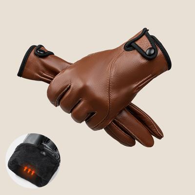 Genuine Leather Gloves Men's Winter Plus Velvet Padded Single-layer Sheepskin Gloves Antifreeze Warm Outdoor Riding Motorcycle