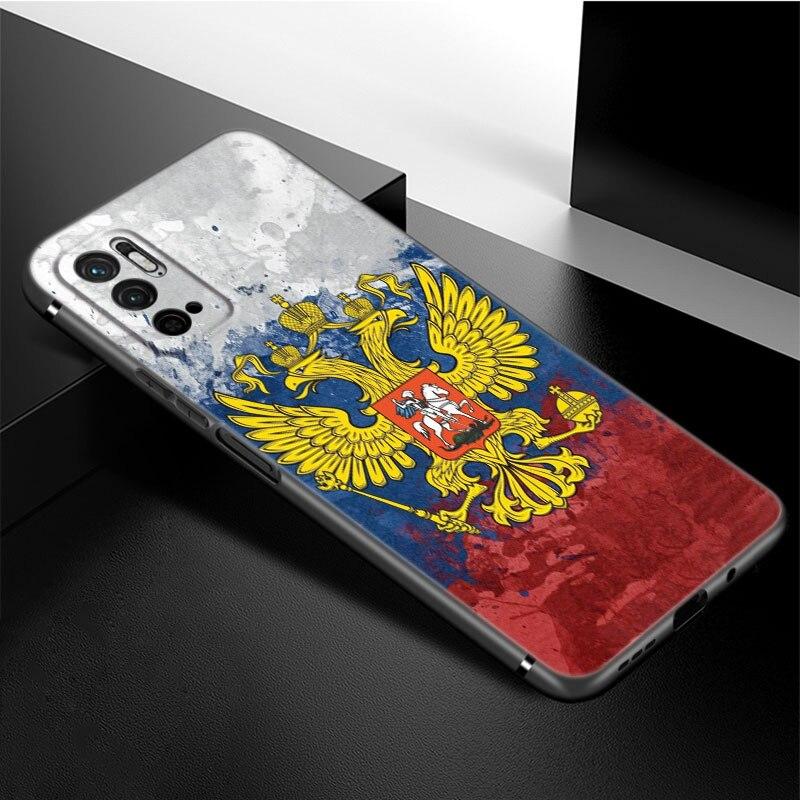 Russia Russian Flags Emblem Phone Case For Xiaomi Redmi Note 11 10 9 8 Pro 11T 5G 10T 10S 9S 9T 9i 9C 9A 8T Soft TPU Black Cover