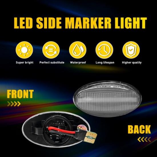 2X LED Clear Side Marker Light Dynamic Amber For R50 Mini Cooper R53 2002-2006