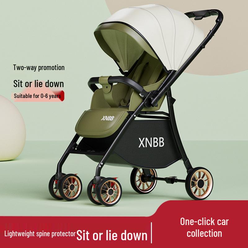High View Reversible Baby Stroller: Sit & Lie Features, Foldable, Ultra-Light, Shock-Absorbing for Ages 0-3