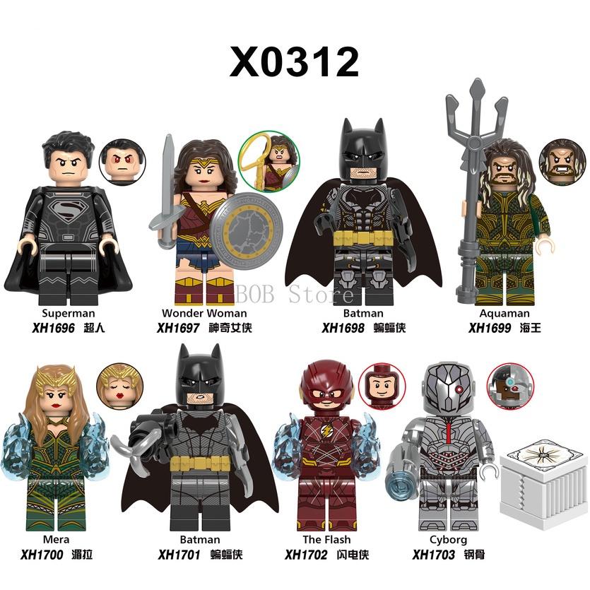 Minifigures Super Heroes Wander Woman The Flash Bat-man Aquaman Building Blocks Toys
