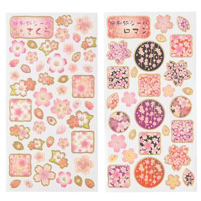 Kawasumi Washi Gold Foil Stickers Sakura and 1 Total of 2 Stickers (1 Romantic) -