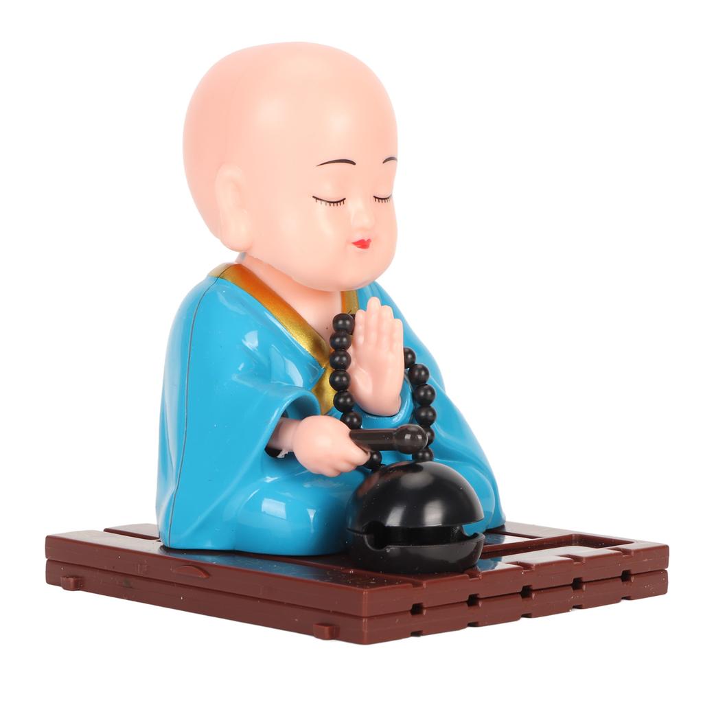 Little Buddhist Monk Ornament Solar Powered Cute Monk Decorative Ornaments for Car Desktop Living Room