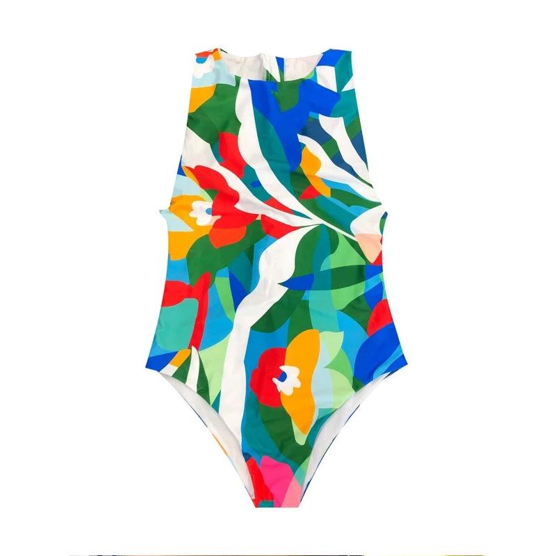 Tropical Print One-Piece Swimsuit 2023: European and American Style