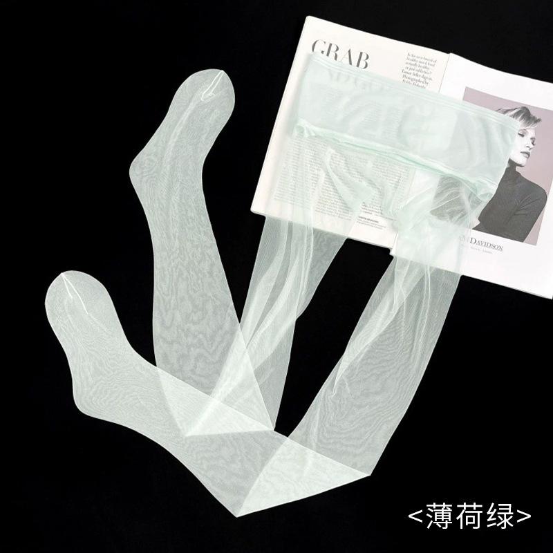 Mint mambo skin socks 0D black stockings summer stockings thin ultra-thin anti-hook silk mint green bare leg artifact
