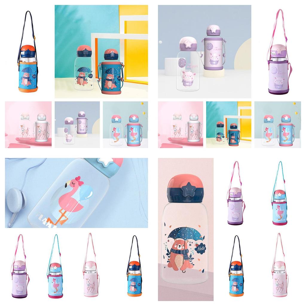 Creative Student Summer Water Bottle With Strap And Straw Leak-proof And Convenient