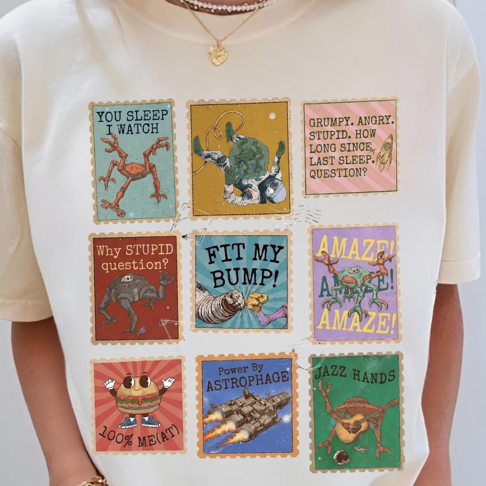 Project Hail Mary Stamps Shirt, Project Hail Mary, You Sleep I Watch, Rocky Jazz Hands, Astrophage Sci-Fi Tee, Amaze Amaze Amaze Sci-Fi Book XL