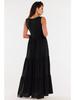 Loose Viscose Summer Maxi Dress with a Wrap Neckline, Black S
