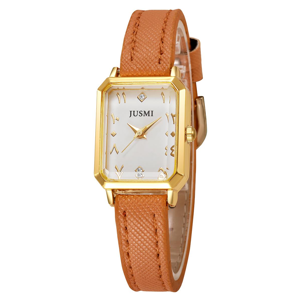 

Simple retro fashion rectangular alloy case rhinestone ladies quartz watch, suitable for daily wear, Christmas gift помаранчевий