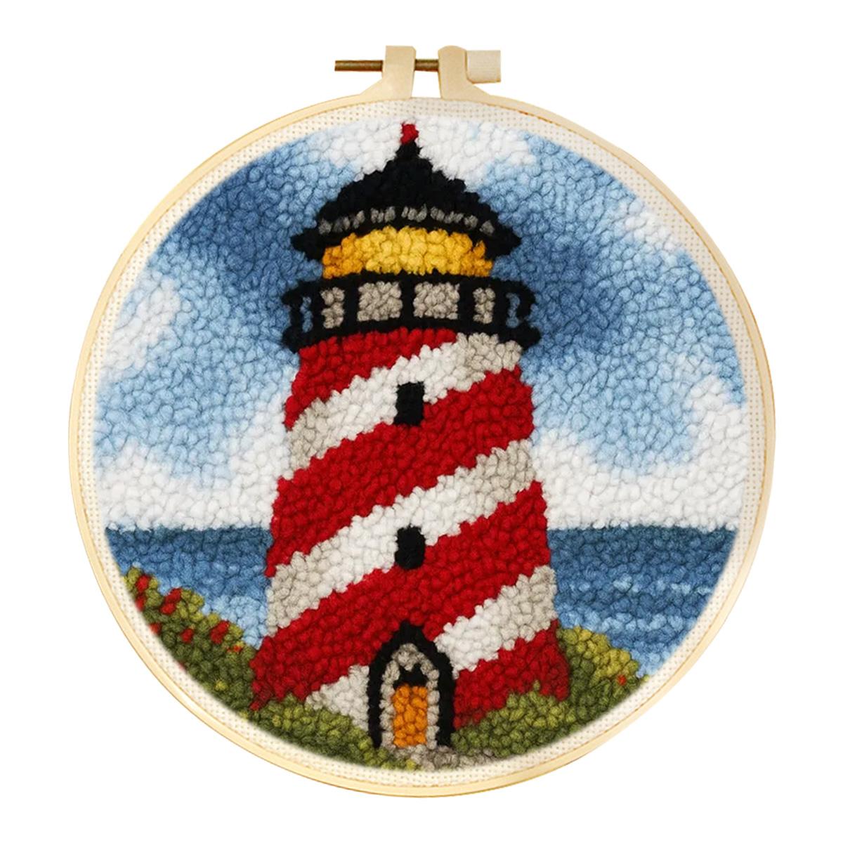 

Набор для вышивания punch needle (вышивка петлей) для начинающих, с узором «Пейзаж с маяком», DIY набор, Декор для дома, Поделки, Рисование иглой, Искусство иглы, Шитье 20*20cm