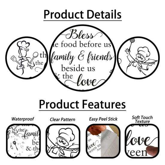 Kitchen Quotes Wall Sticker Removable PVC Wall Art Sign Peel And Stick Wall Decals for Dining Baking Room Bar Restaurant Home Decor