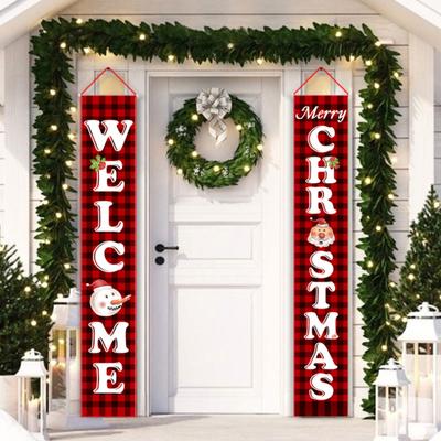 1Pair Simple Installation Decorative Practical Exquisite Xmas Themed Front Door Hanging Banner Couplet