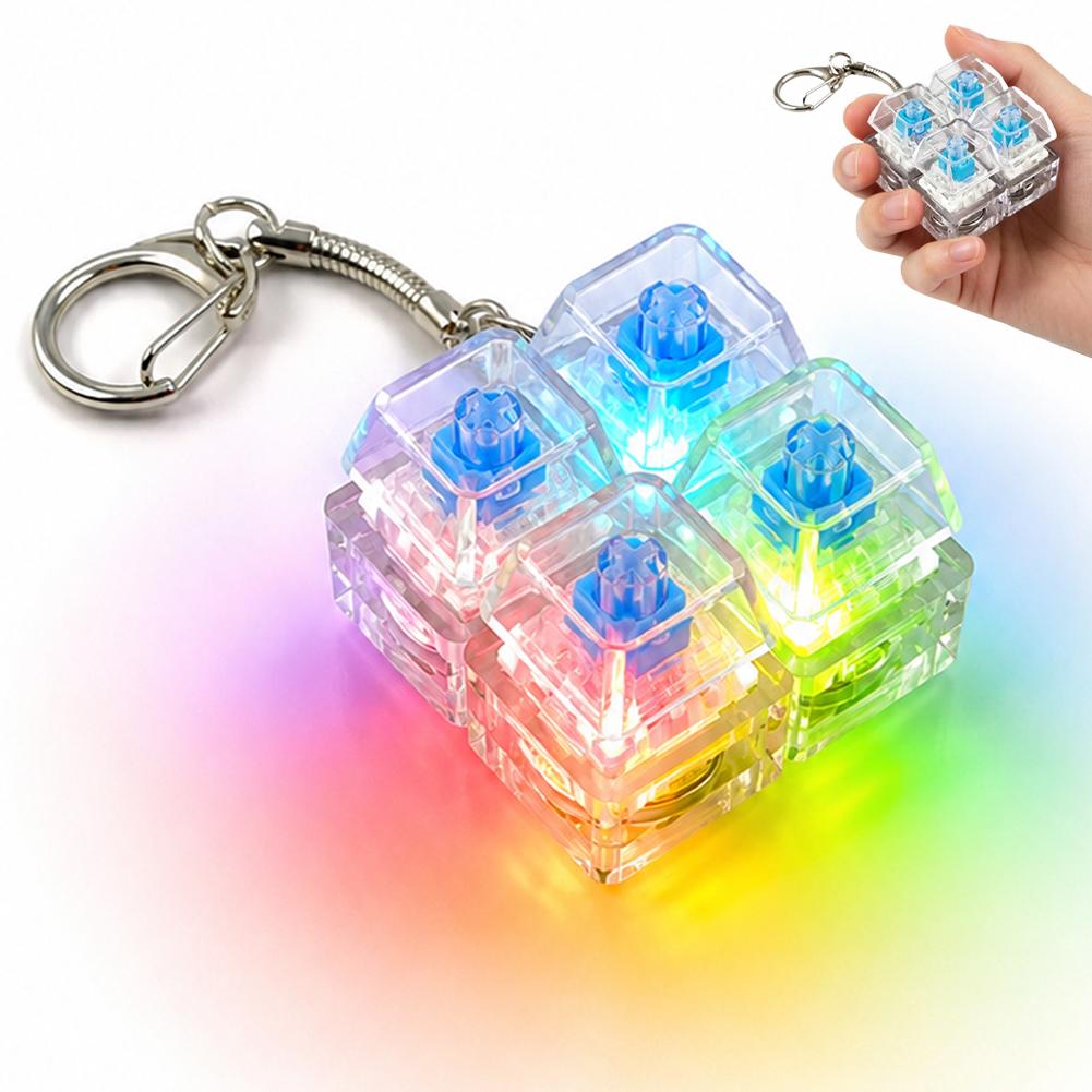 Led Light Up Keyboard Switch Fidget Keychain Stress Relief Toy Colorful Clicky Mechanical Sensory Pendant Gift