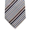 Michiko London Brand Made in Japan with Italian Silk Jacquard Checked and Business Regular Size Necktie, Fabric, Striped, Style, (C Brown)