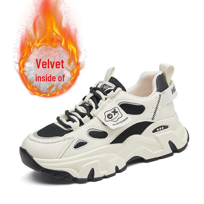 

Женские корейские бархатные кроссовки на толстой подошве — повседневная обувь, визуально увеличивающая рост, на осень/зиму 2024 года 35